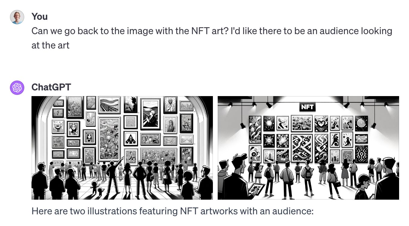 Asking ChatGPT to add an audience to the earlier image