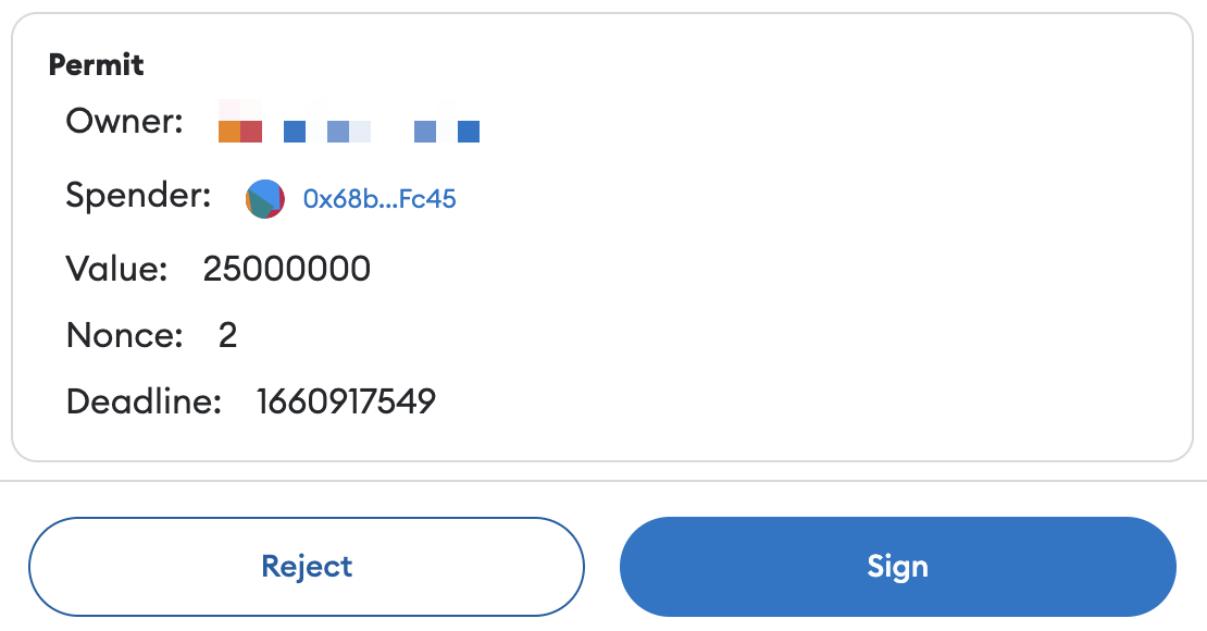 Permit Approve USDC MetaMask Popup